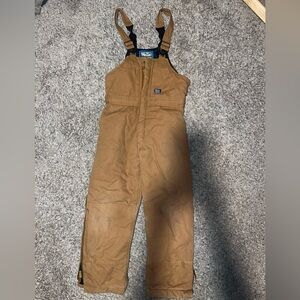 Walls Kids 16 - 18 Carhartt Vintage Brown Duck Winter Insulated Bib Overalls